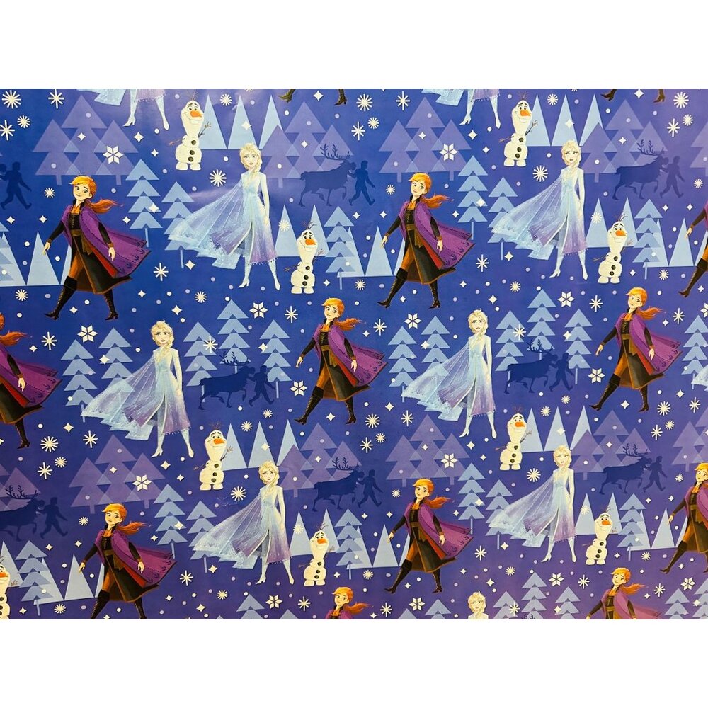 Hallmark Wrapping Paper Christmas Frozen Olaf Elsa Anna Blue 30 sq ft Roll